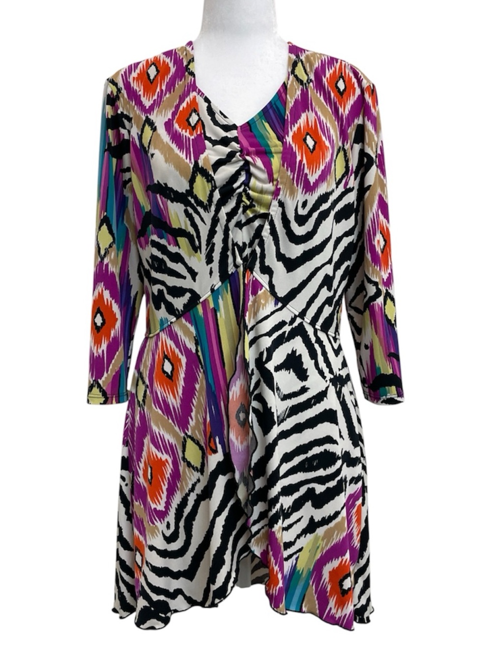 Kate & Mallory Vintage 2000s Zebra Ikat Jersey Print Cardigan Tank Top Set